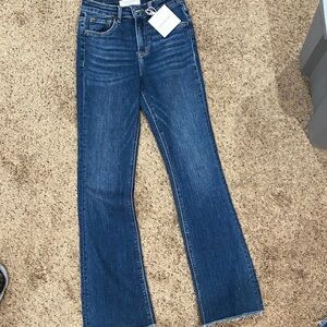 Wide-Leg Dark Blue Women's Jeans - Classic Flare